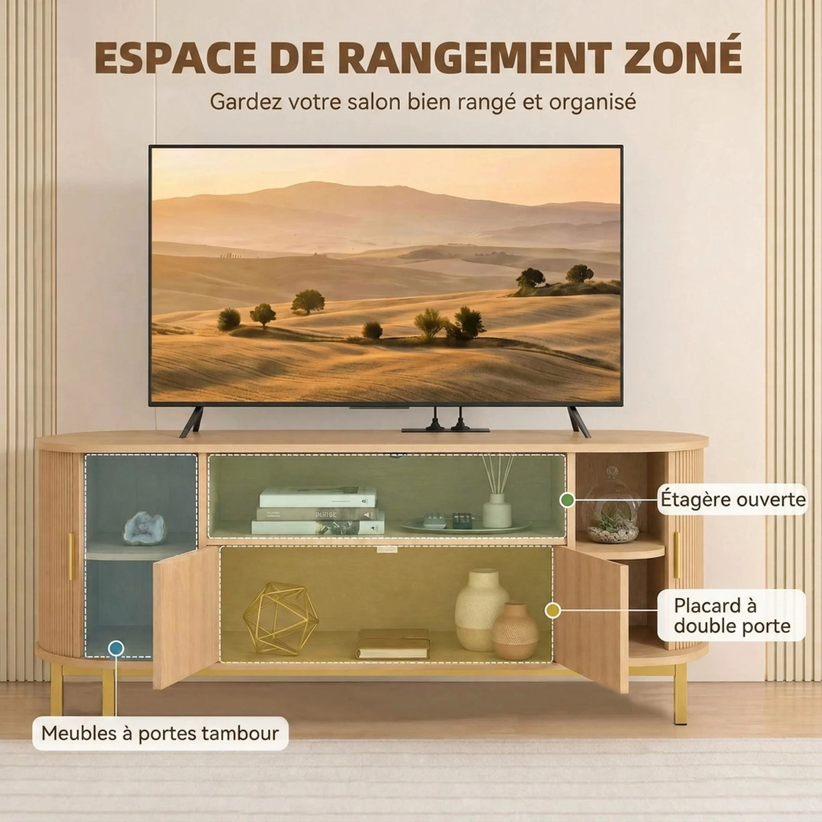 Rangements du meuble TV La Dune
