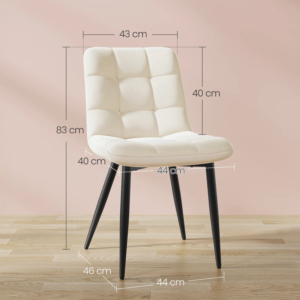 La Capitonnée — Chaises en velours crème capitonnées (lot de 4)