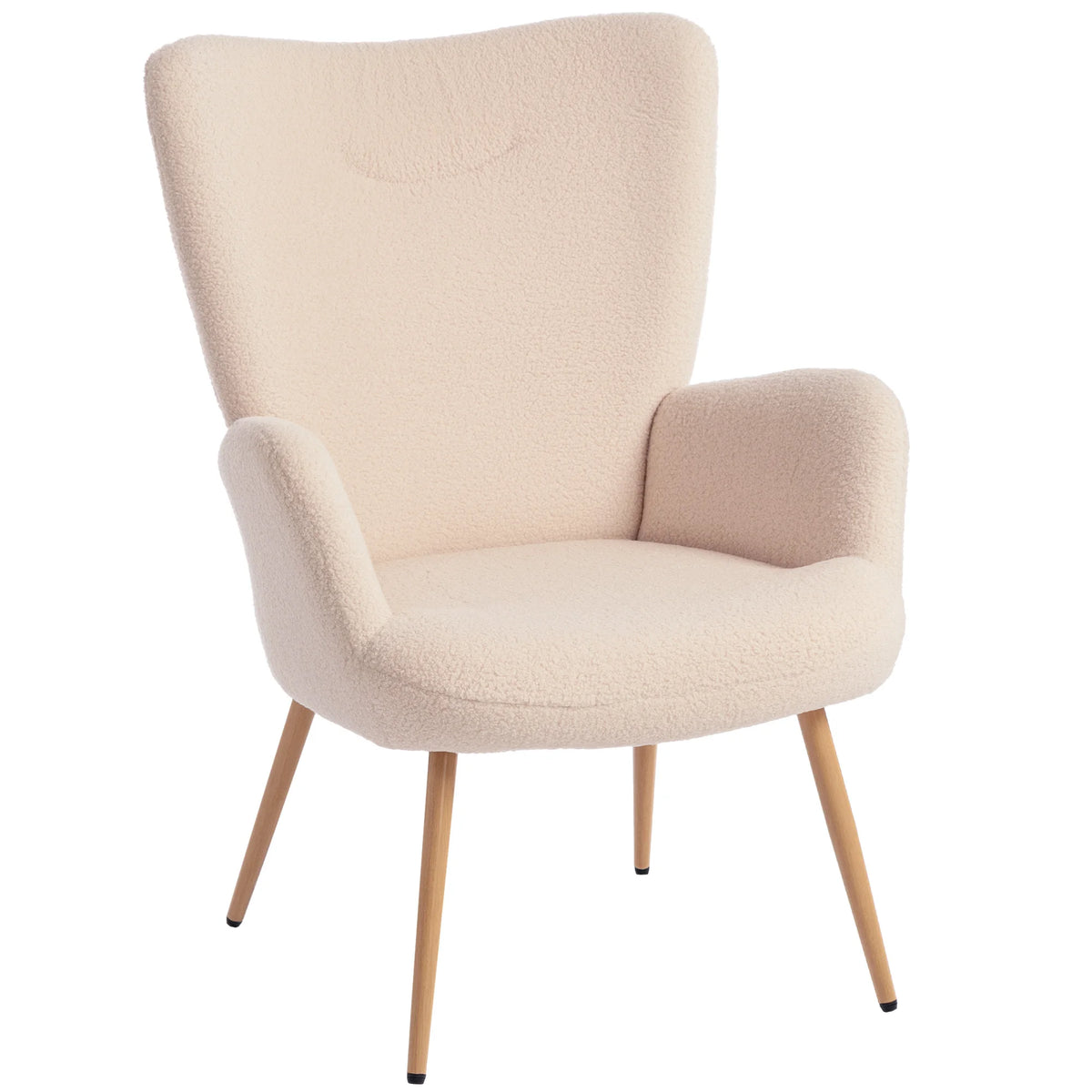 La Bergère, fauteuil à oreilles en bouclette beige