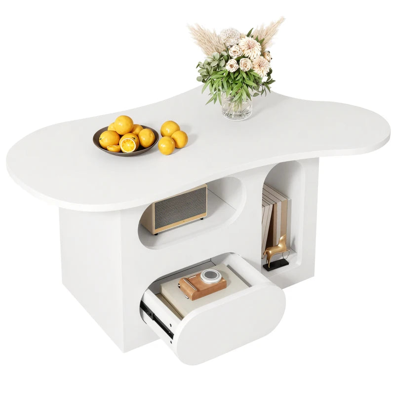 Le Galet, table basse forme nuage blanche