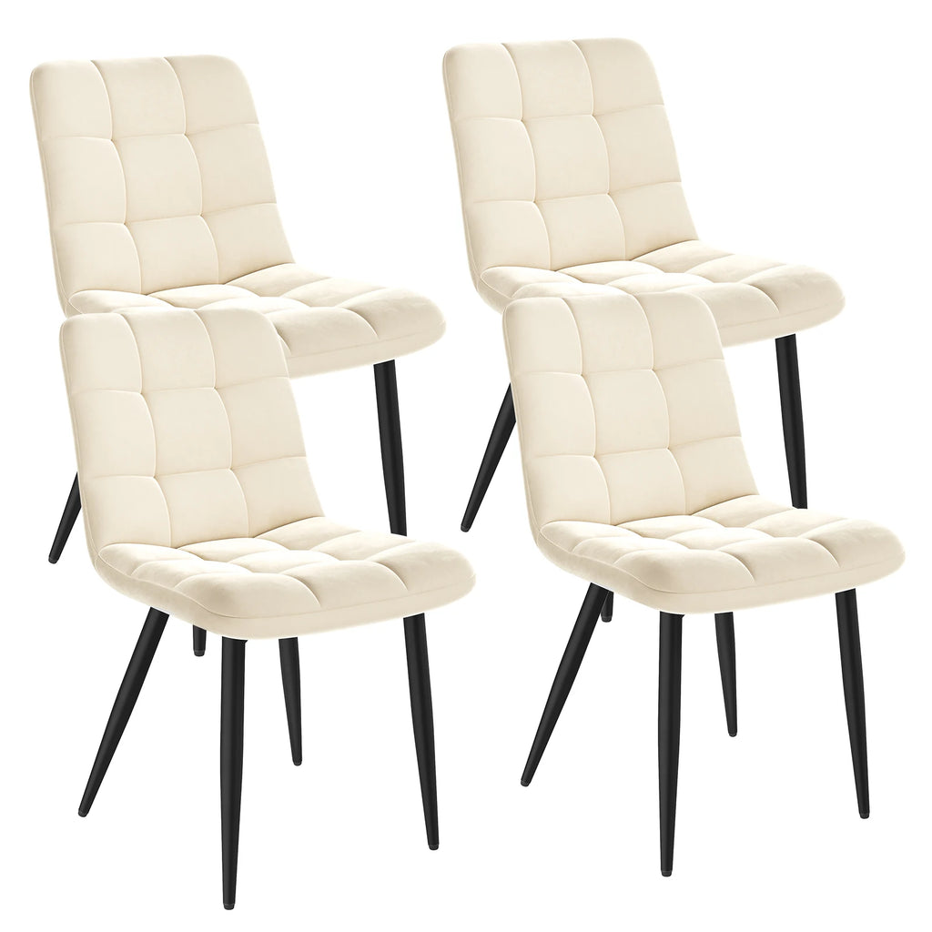 La Capitonnée — Chaises en velours crème capitonnées (lot de 4)