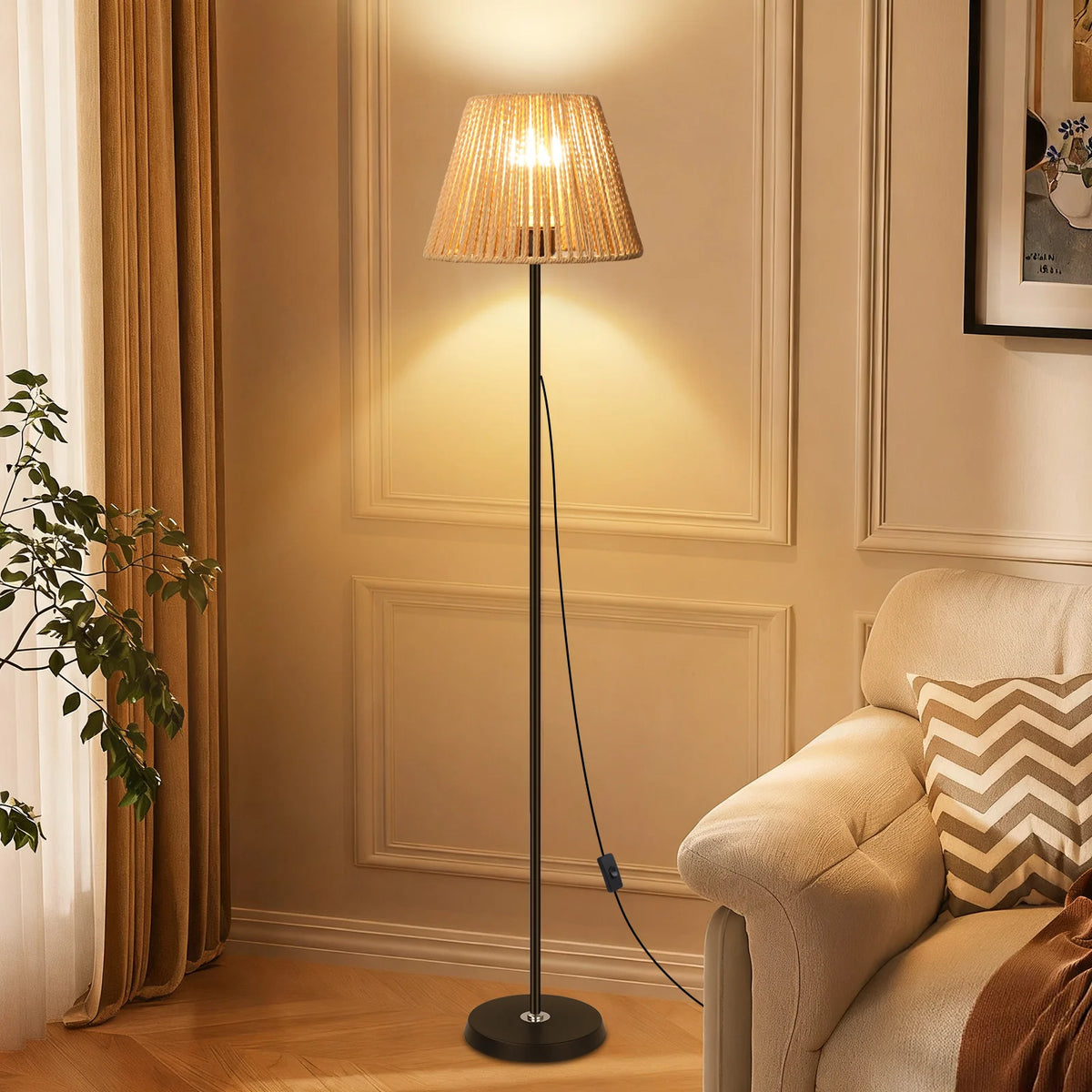 La Vannerie — Lampadaire en rotin tressé 140 cm