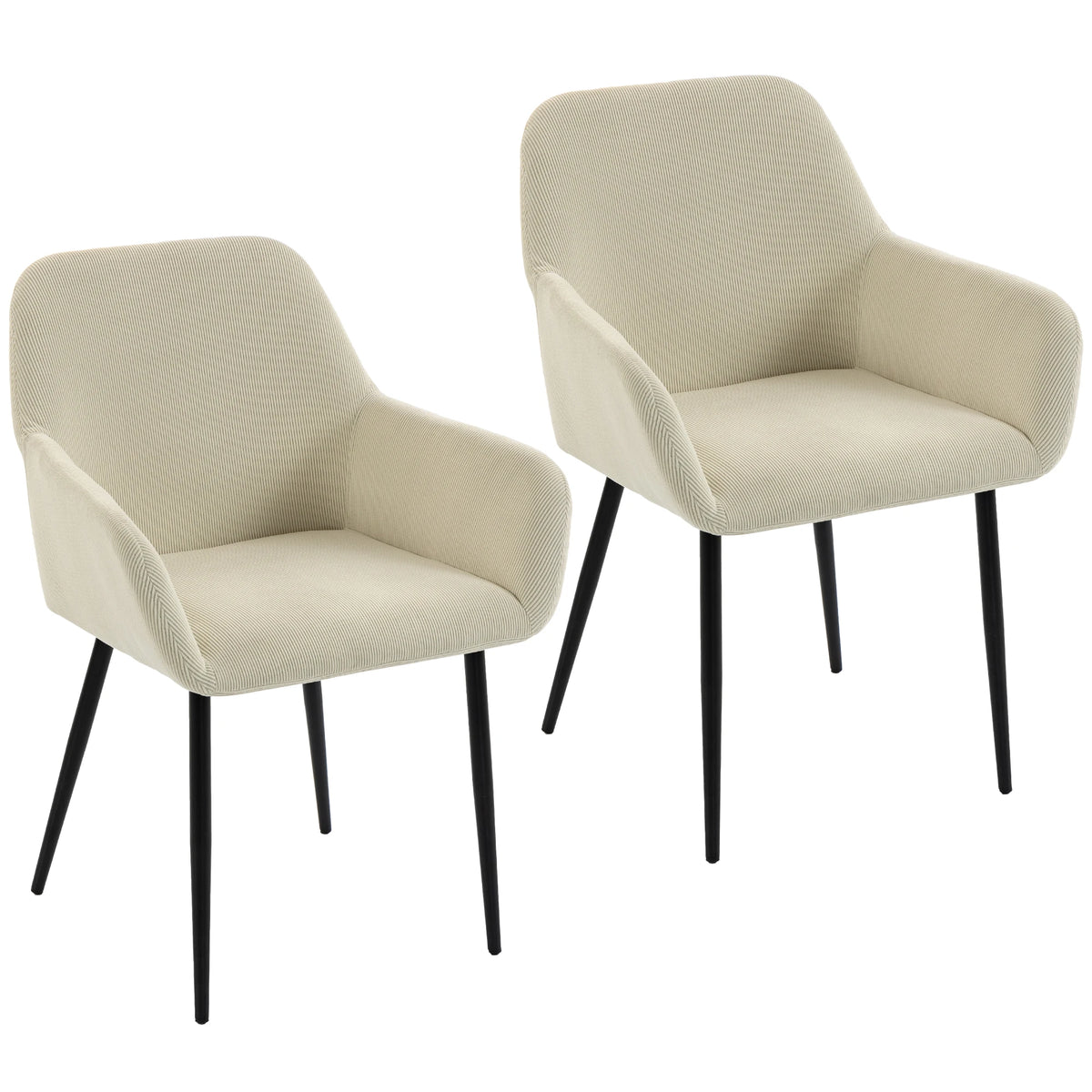 Le Côtelé, fauteuils de table en velours côtelé crème