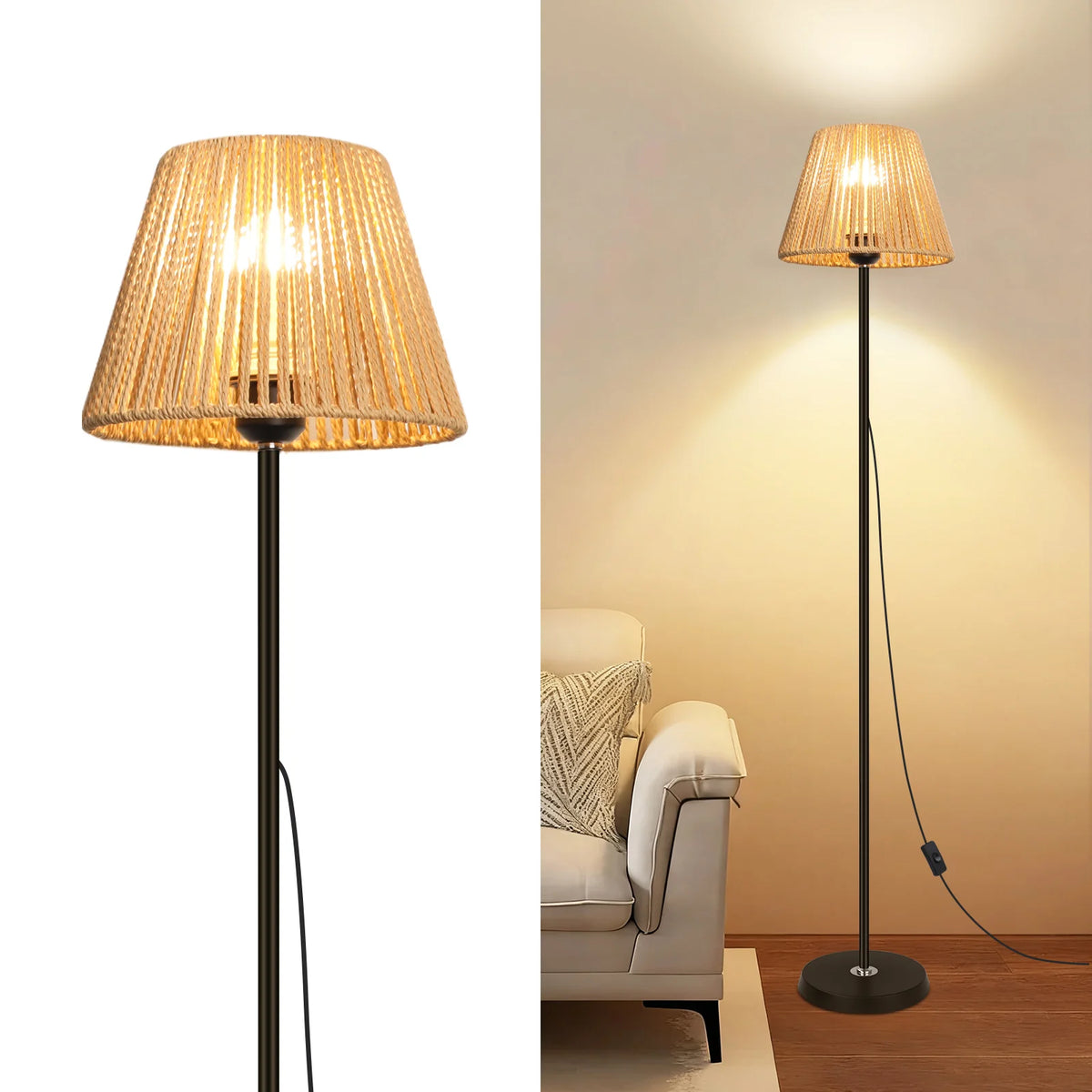La Vannerie — Lampadaire en rotin tressé 140 cm
