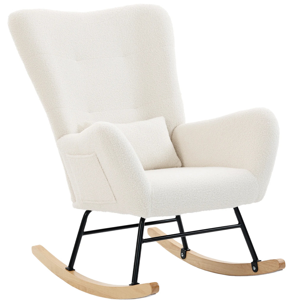 Le Bercé, fauteuil à bascule teddy crème