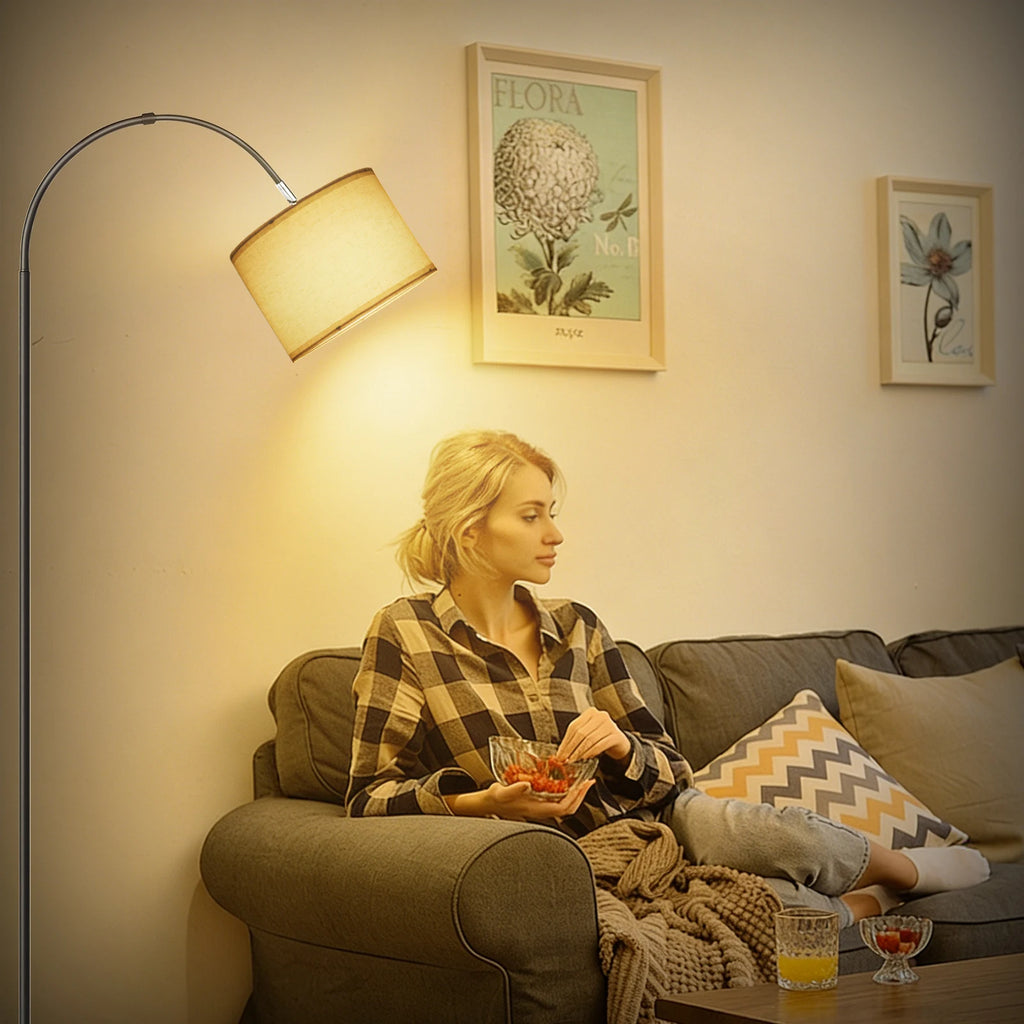 La Courbe — Lampadaire arc avec abat-jour en lin 170 cm