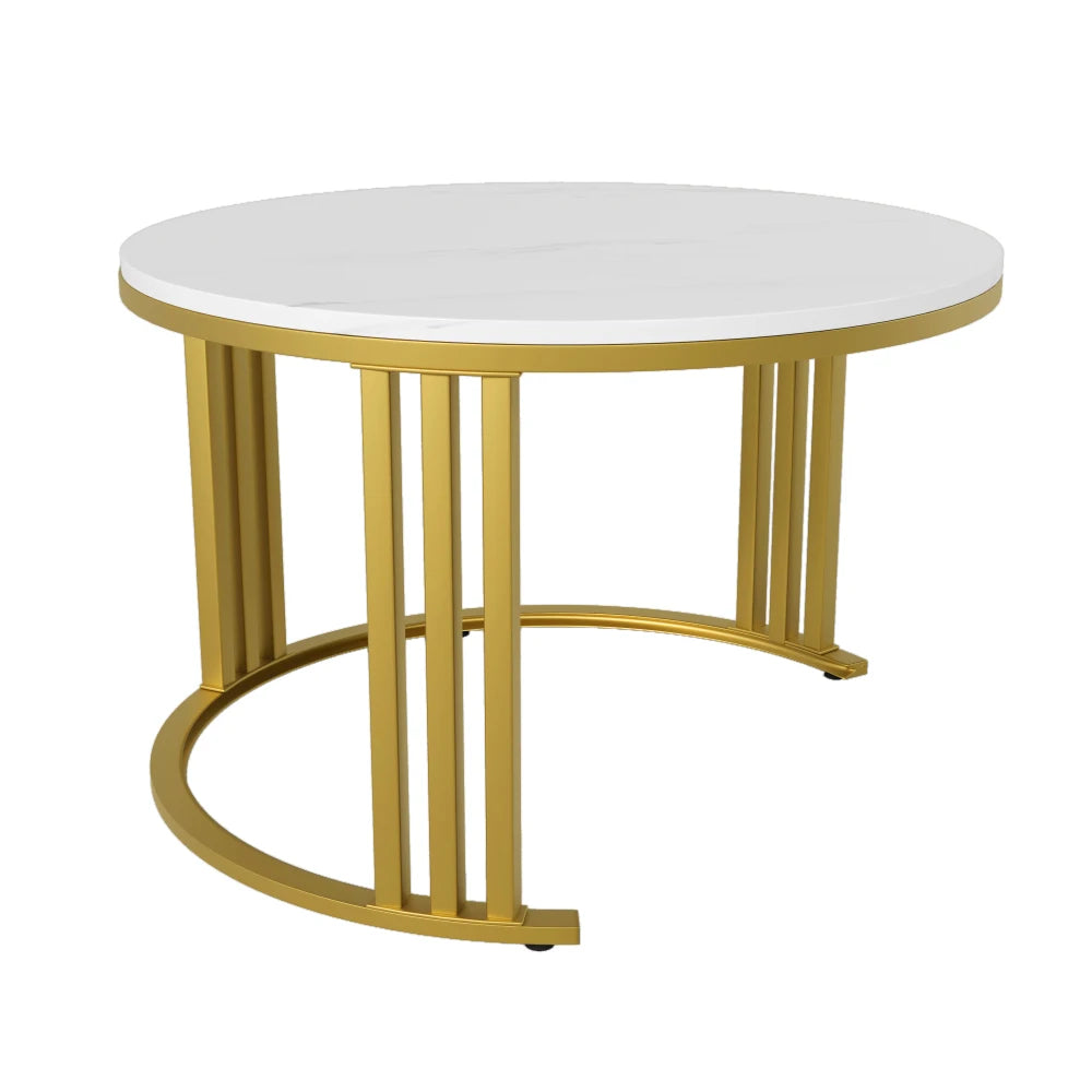 L'Écrin — Tables basses 2-en-1 effet marbre, noir cannelé et doré