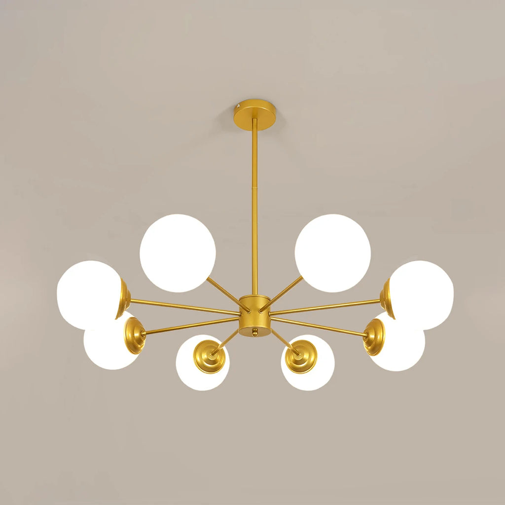 L'Astre — Lustre Sputnik doré à 8 globes opalins Ø92