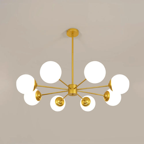 L'Astre — Lustre Sputnik doré à 8 globes opalins Ø92