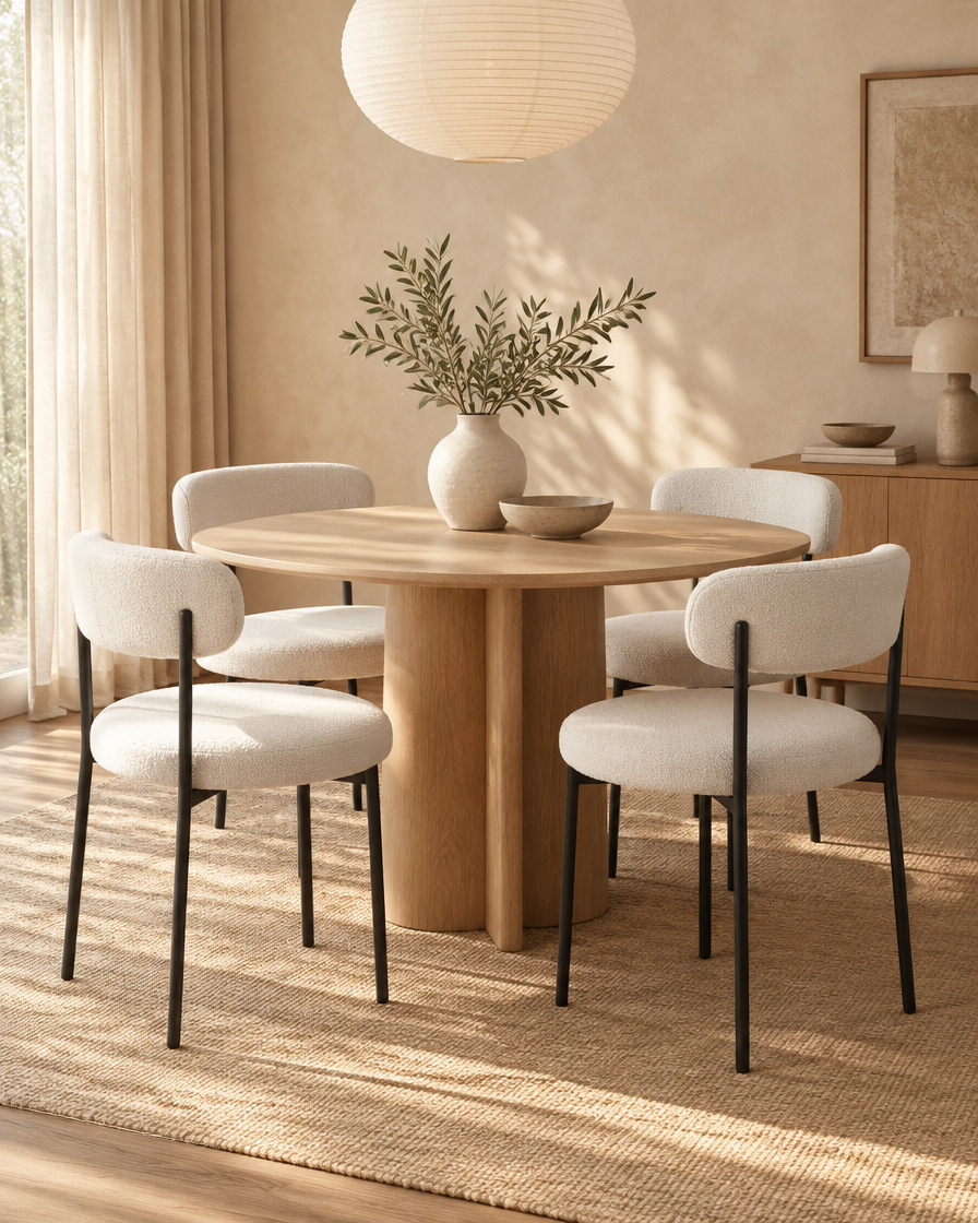 Chaises La Douce autour d'une table en chêne
