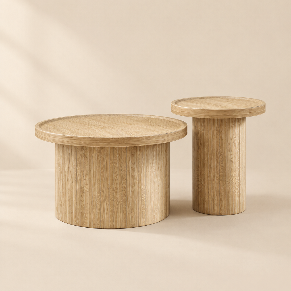 Le Duo, tables basses gigognes en bois naturel