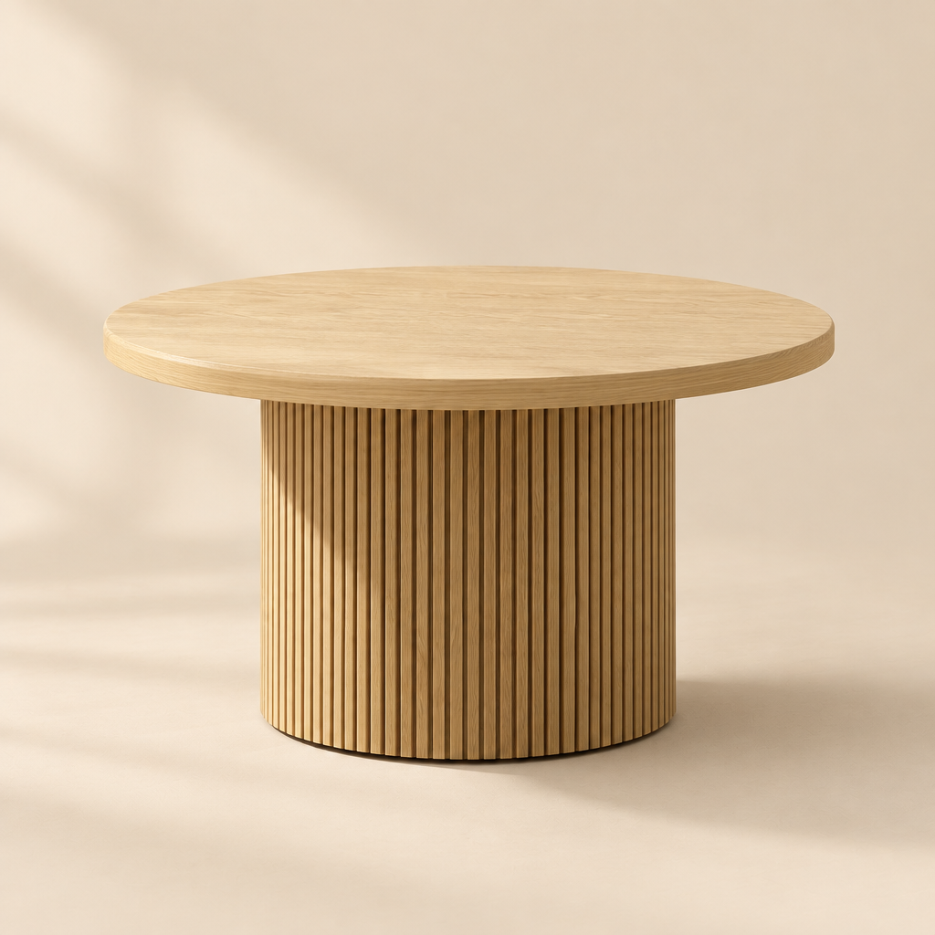 Le Pétale, table basse ronde à piètement cannelé