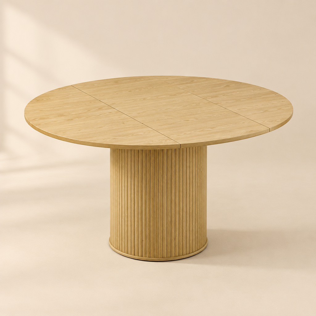 L'Ovale, table à manger extensible pied cannelé