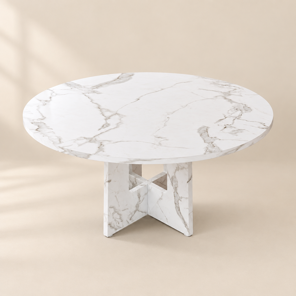 La Pierre, table à manger ronde effet marbre Ø120