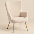 La Bergère, fauteuil à oreilles en bouclette beige