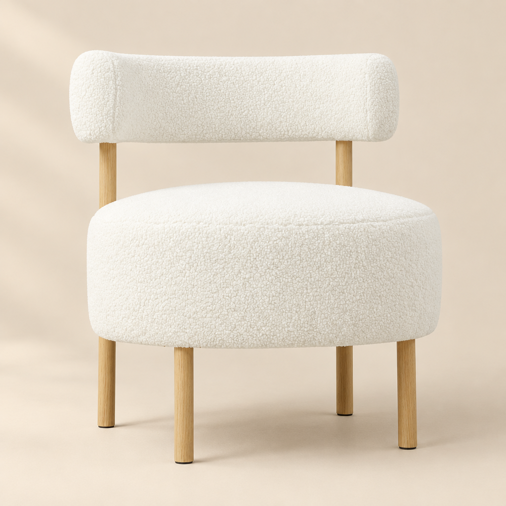 Le Nid, fauteuil cocooning en bouclette blanche