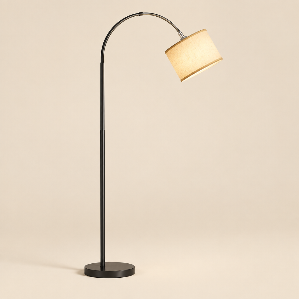 La Courbe — Lampadaire arc avec abat-jour en lin 170 cm