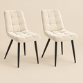 La Capitonnée — Chaises en velours crème capitonnées (lot de 4)