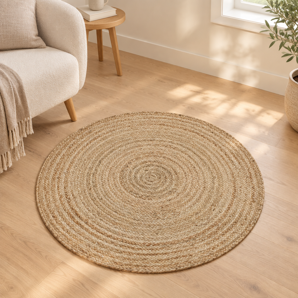 La Spirale — Tapis rond en jute tressé main Ø120