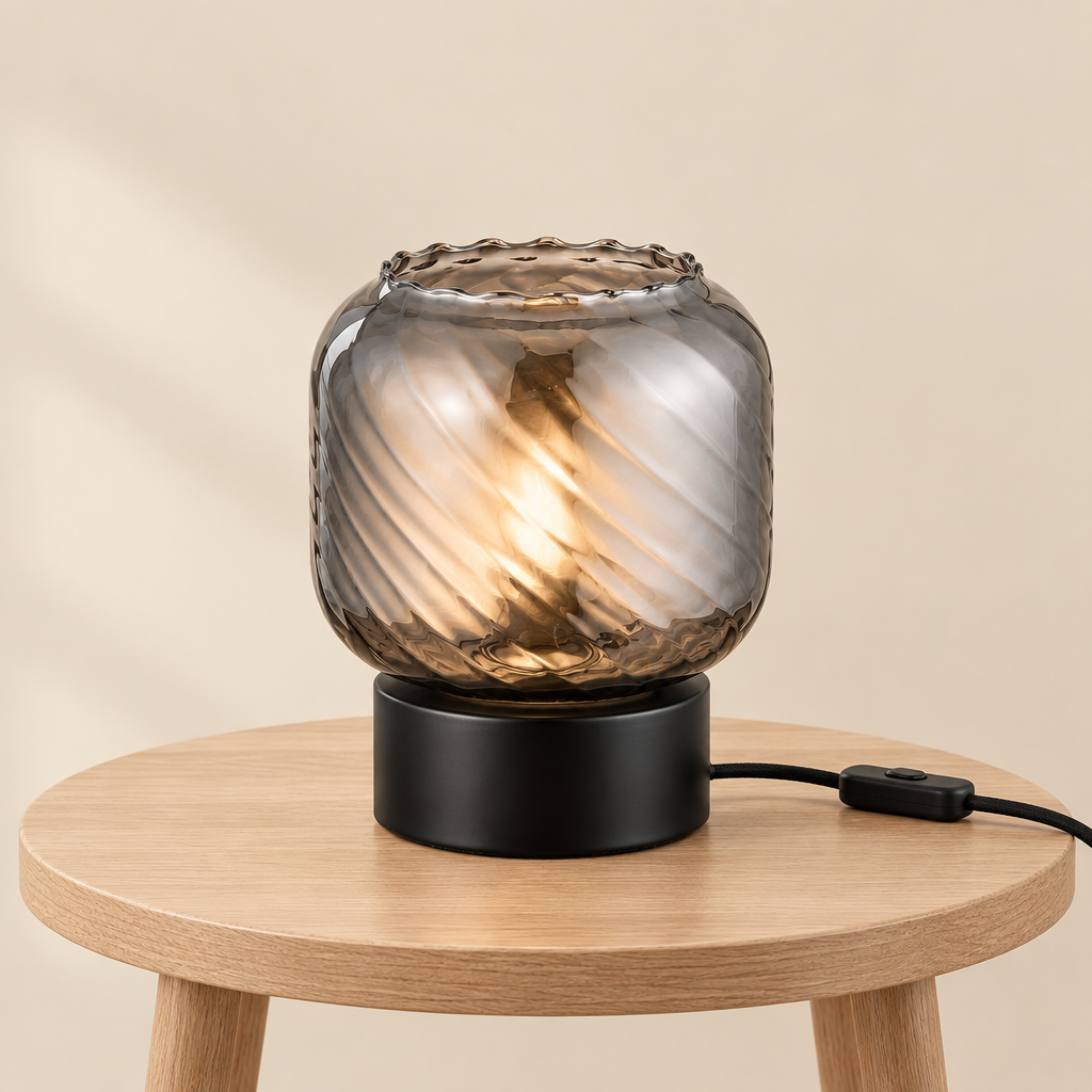 La Brume — Lampe à poser en verre fumé torsadé