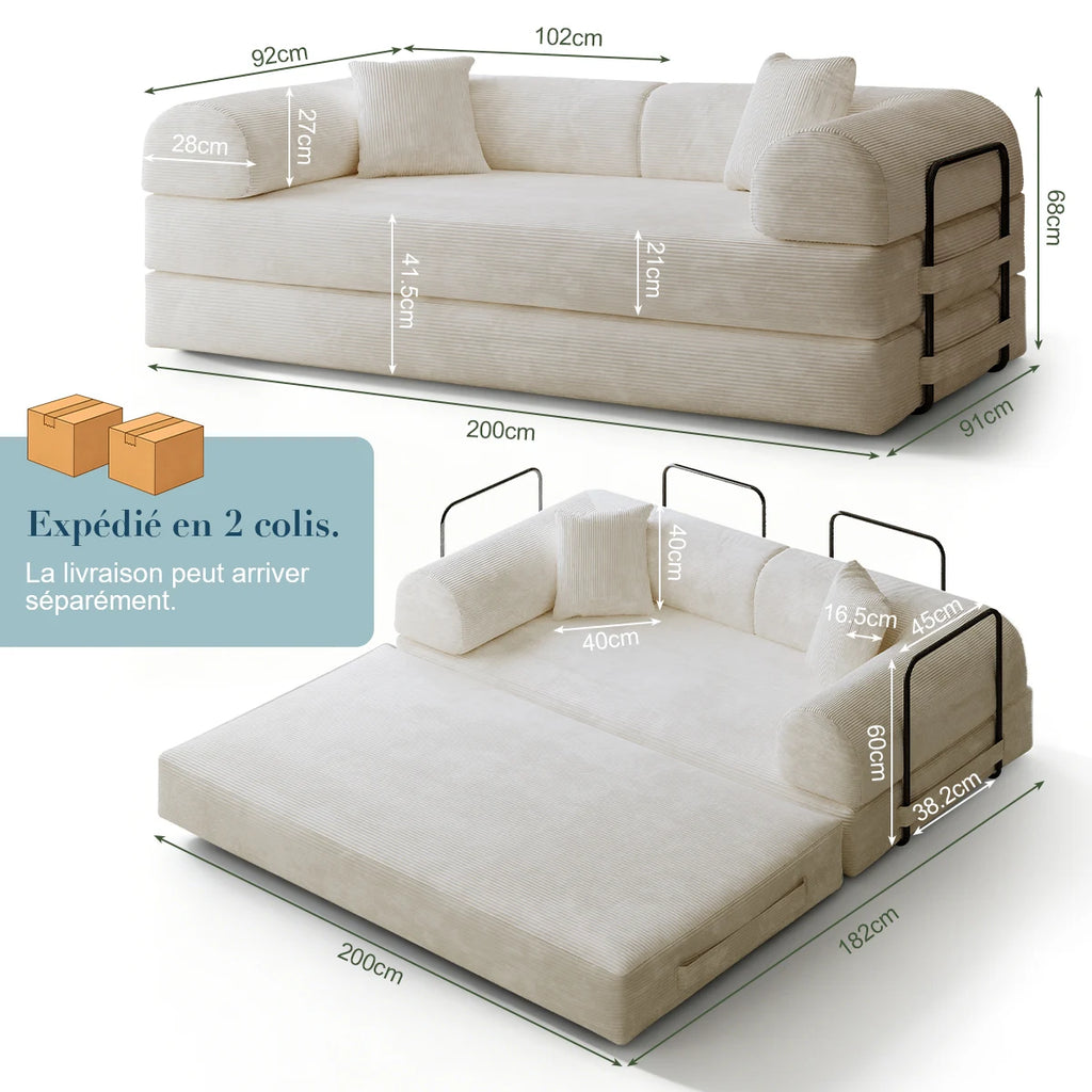 Le Nuage — Canapé convertible en velours côtelé